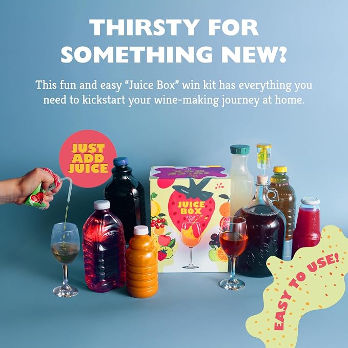 Craft A Brew - Juice Box - A Fruit Wine Making Kit - Easy for Beginners - At Home Wine Making Kit - Includes Ingredients & Reusable Equipment - Use Any Fruit Juice or Lemonade - Makes 1-Gal Batch