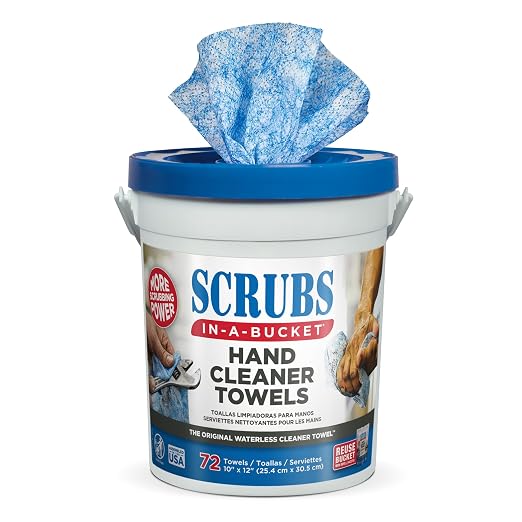 Scrubs, ITW42272CT, in-A-Bucket Hand Cleaner Towels, 6 / Carton, Blue