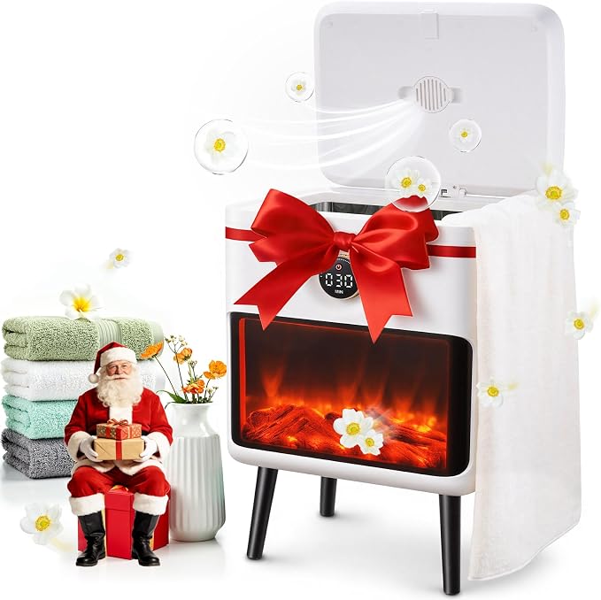 AAOBOSI Luxury Rectangle Towel Warmer - Spa & Bathroom Heater with Fragrance, Towel Warmer with 3D Flame Screen,Auto Shut-Off, Fits Towels, Blankets, Bathrobes, PJ's for Him & Her.