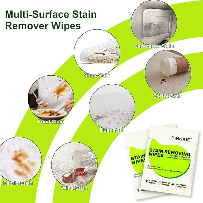 200 Pack Stain Remover Wipes for Clothes & Fabric – Instant Clothing Stain Remover for Shoes, Shirts & Jackets, Individually Wrapped Portable Wipes for Travel & On-the-Go Cleaning