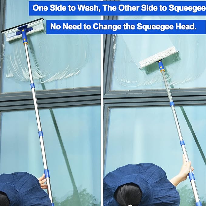 Grout Scrub Brush with Long Handle, Dual Sided Window Cleaner