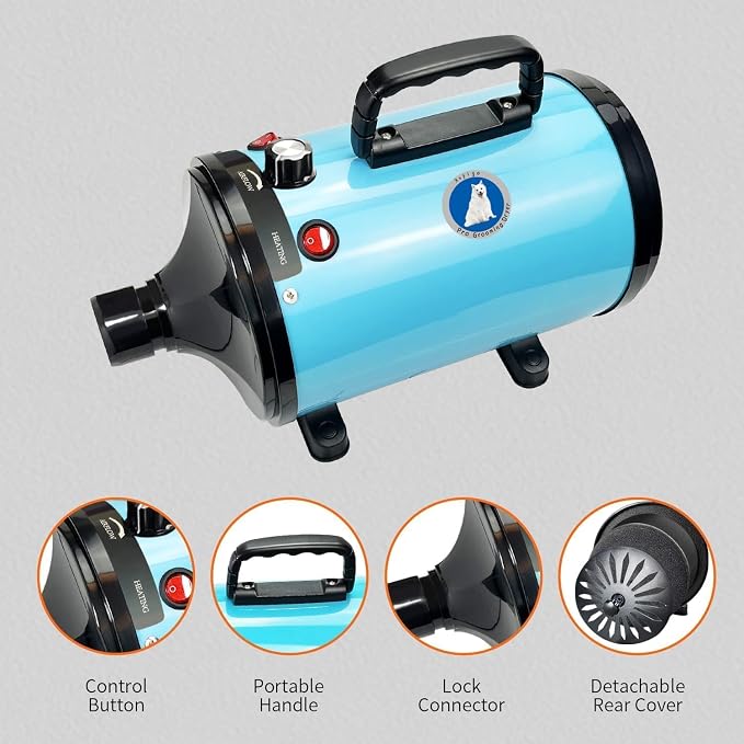 Dog Dryer,High Velocity Professional Dog Grooming Dryer,Adjustable Temperature and Speed with 4 Different Nozzles