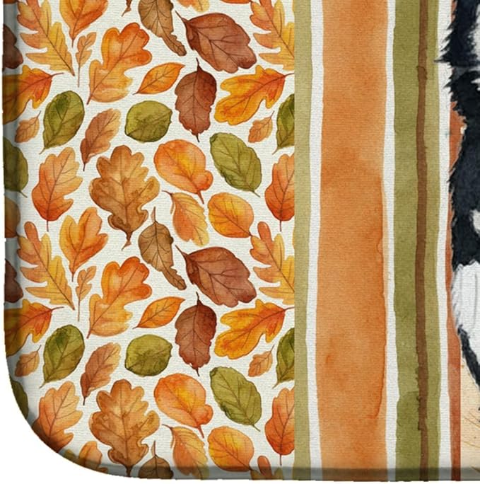 Caroline's Treasures Black and White Alaskan Malamute Heirloom Fall Dish Drying Mat Absorbent Dish Drying Mat Pad for Kitchen Counter Dish Drainer Mat for Countertop, 14 x 21", Multicolor