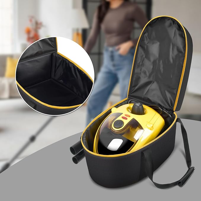 Bag for Wagner Spraytech 0282014 905e/915e/925e Portable Steam Cleaner, Foldable Handheld Steamer Storage Case for 18 Accessories Cleaning Brushes, Wallpaper Steam Plate with Pockets-Bag Only(YELLOW)