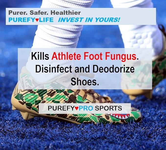 Purefypro Sports Equipment Disinfectant Spray (16oz, 2pk) Kills 99.9999% MRSA, HIV, Athlete Foot Fungus, Virus, Fungi. No Residue. Great For Sports Pads, Yoga Mats, Shoes, Boxing Gloves, Gym Equipment