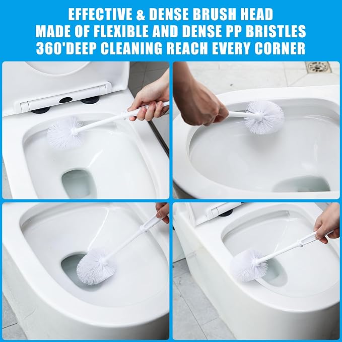 Mimorou 1 Pcs White Toilet Bowl Brush, Soft Bristle Bathroom Scrubber with Long Plastic Handle, Cleaning Brushes for Household, Commercial & Hospitality