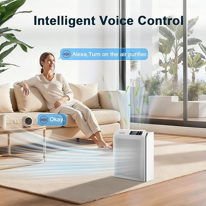 Air Purifiers for Home Large Room Cover Up to 3500 ft² with Smart WiFi APP Control,Powerful HEPA Air Purifier with AQI Display,Ultra-Quiet Sleep Mode,Auto Mode, Air Cleaner for Pet Hair Odors Pollen