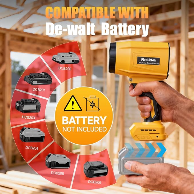 Cordless Leaf Blower Compatible with DeWalt 20V Battery (Tool Only), 800,000 RPM Brushless Turbo Jet Blower up to 60m/s Airflow, Lightweight 1.5 lbs Handheld Dust Blower for Patio, Lawn & Garage