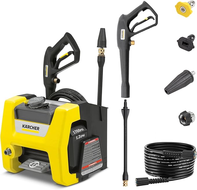 Kärcher Pressure Washer K1700 Cube, CETA Certified, 3 Spray Nozzles, Detergent Tank, for Cars, Driveways, Siding, Patios, 1.2 GPM and eco!Booster Pressure Washer Nozzle