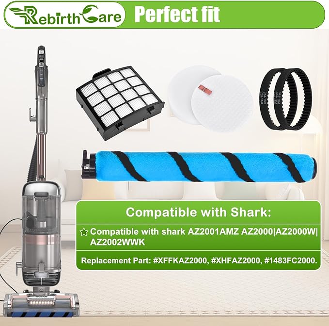 AZ2002 Vacuum Filter Replacement Accessories for Shark Vertex DuoClean PowerFin Upright Vacuum AZ2002 AZ2000 AZ2000W AZ2001AMZ, Part XHFAZ2000, XFFKAZ2000,2 Filter, 2 Belt, 4 Foam & 1 Brush