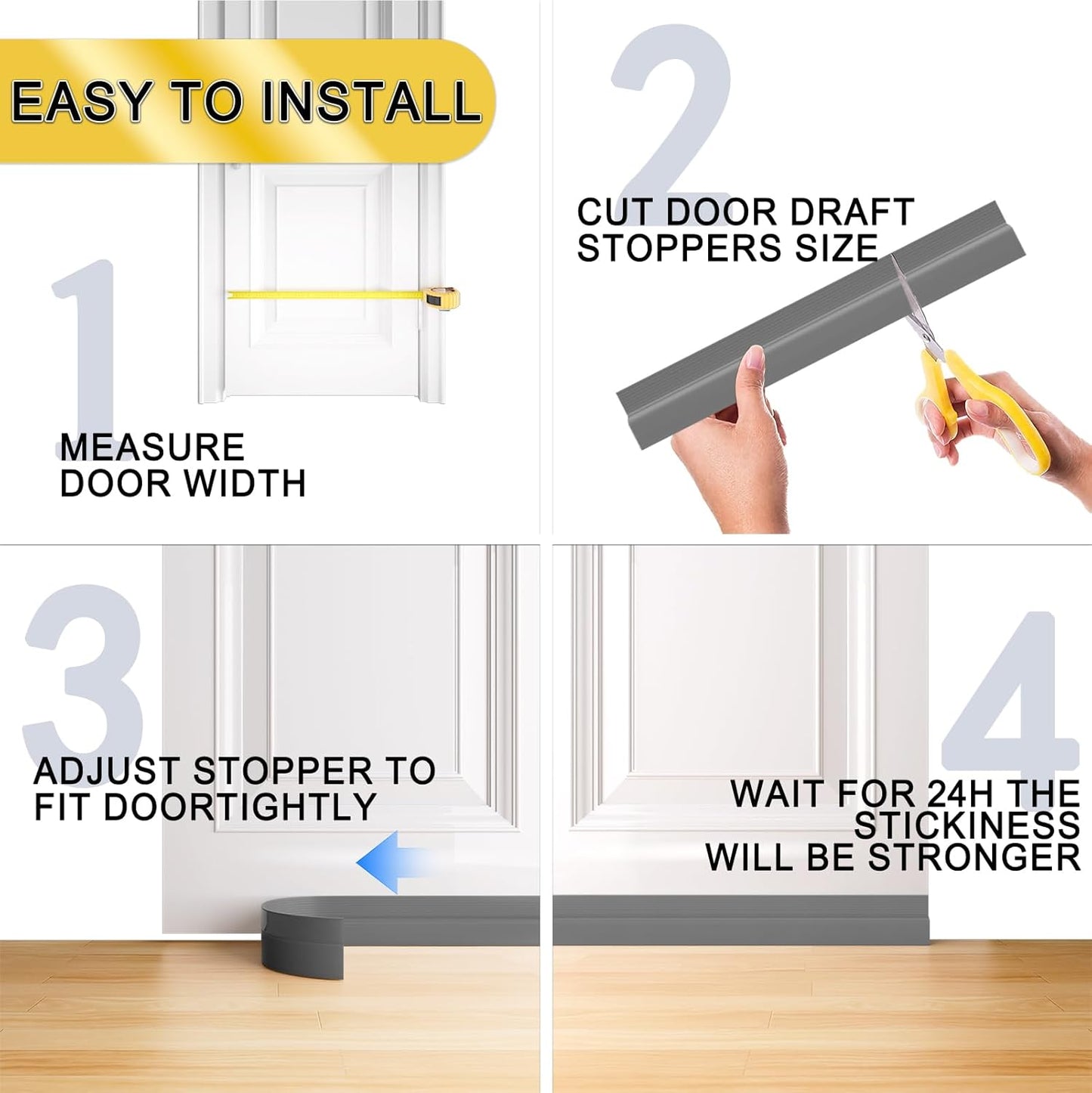 Door Draft Stopper,Door Sweep for Bottom,Weather Stripping Doors Seal Draft Guard Blocker Noise Cold Air Insulation Soundproofing for Exterior Interior Home Improvement(Grey, 39")