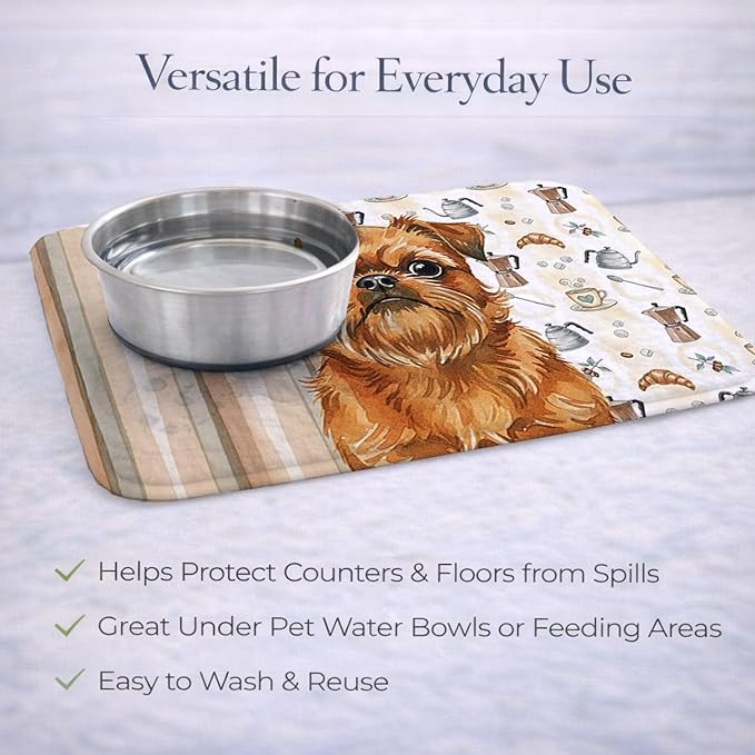 Caroline's Treasures Belge Brussels Griffon Coffee Bar Dish Drying Mat Absorbent Dish Drying Mat Pad for Kitchen Counter Dish Drainer Mat for Countertop, 14 x 21", Multicolor