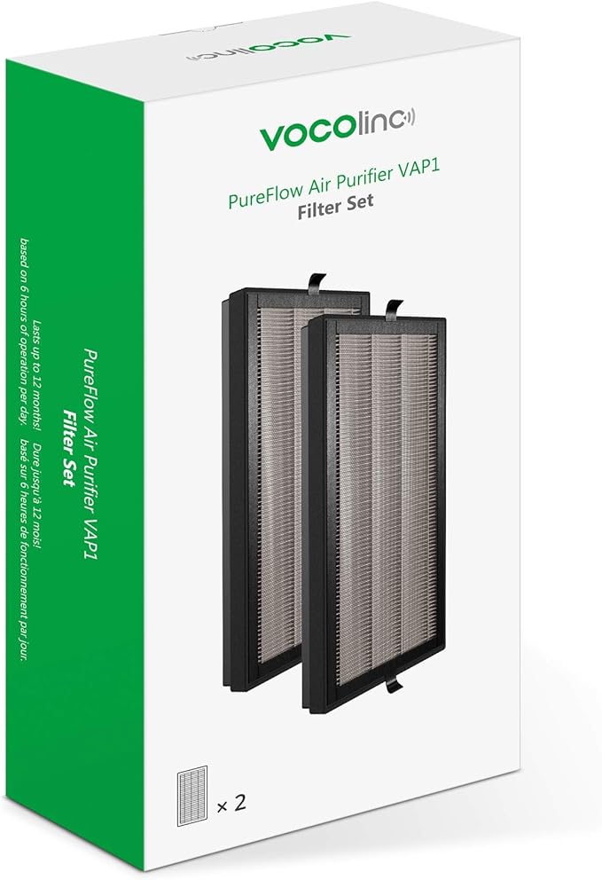 True HEPA Replacement Filter for VOCOlinc HomeKit Air Purifer VAP1 (1Pair)