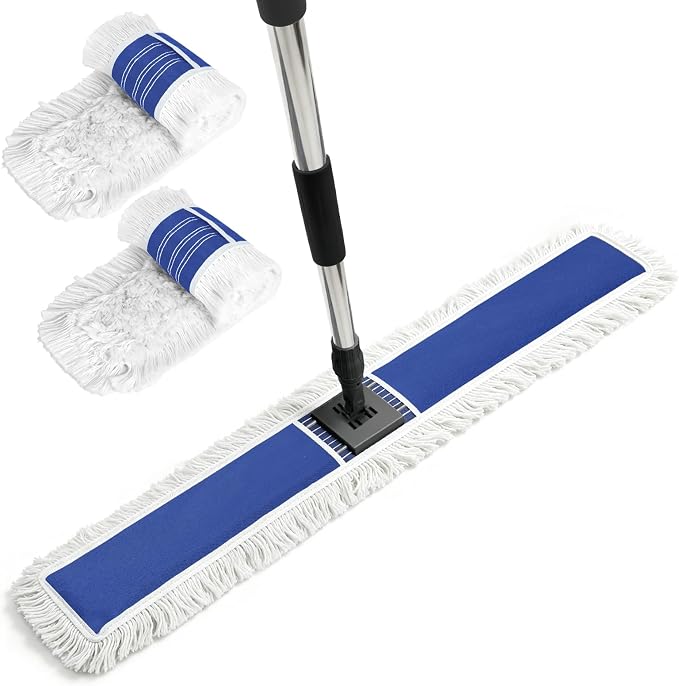 Masthome 39" Commercial Dust Mop with 64" Long Handle, Heavy Duty Wet Dry Floor Mop with 2 Reusable Microfiber Pads, 360° Rotating Industrial Mop for Hardwood Tile Marble Warehouse Gym Office Home