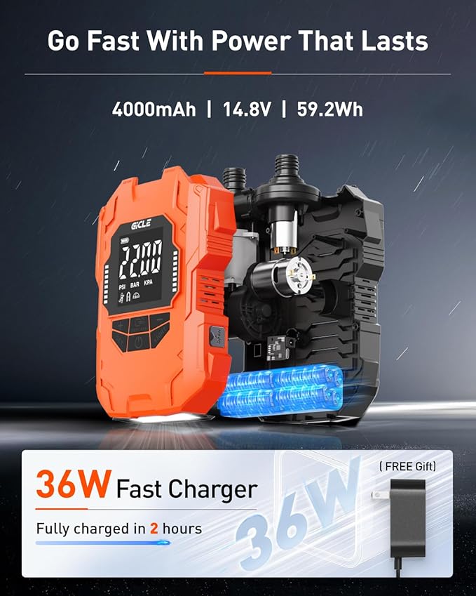 Rechargeable Paddle Board Electric Pump, 22PSI SUP Pump with Dual Power Battery & 12V DC Air Pump, Portable High Pressure Inflator with Auto Shut-Off & Fast Charging for SUP, Kayak, Inflatable Boat