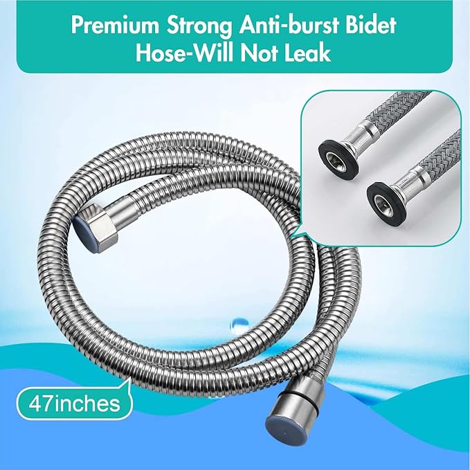 BARROCK Handheld Bidet Sprayer for Toilet, Stainless Steel Metal Made Baby Cloth Diaper Spraying Kit, Bathroom Toilet Bidet Attachment Set for Bathing Pets and Feminine Hygiene, Brushed Nickel