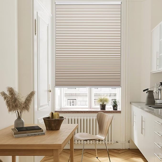 MYshade Cordless Blackout Cellular Shades, 1.5" Honeycomb Window Blinds for Bedroom & Nursery, Thermal Insulated, Noise Reducing, Privacy Shades, Inside or Outside Mount (27" W x 64" H, Beige)