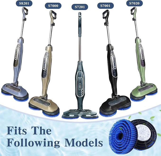 Brush Head for Shark Steam Mop S7000/S7001/S8201 Series Steam Mop Pads Replacement - Upgrade Brush Heads with Nylon Bristles, Deep Clean Hardwood & Tile Floors, Scratch-Free Polish(2Blue,2Gray)