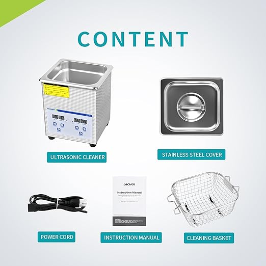 LICHEN 2L Ultrasonic Cleaner Professional Jewelry Cleaner with Digital Timer&Heater, Stainless Steel Ultrasonic Parts Cleaning Machine for Lab, Jewelry, Glasses, Watches, Tools