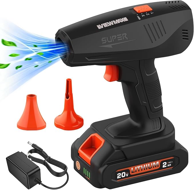 20V Cordless Electric Air Duster, Rechargeable Handheld Air Blower | 2.0Ah Battery, 120-Min Runtime, 4 Speeds, Brushless Motor, Small Compressed Air Duster for Keyboard, Computer, Car Detailing