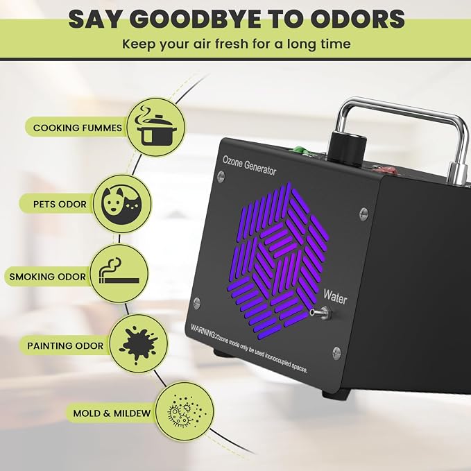 Medvoe Ozone Odor Eliminator Generator for Water & Air | Black, Up to 8000 sq. ft. Coverage, Pet Odors, Smoke Odors, Apartments, Vehicles, Boats, Kitchens, Bathrooms, Basements