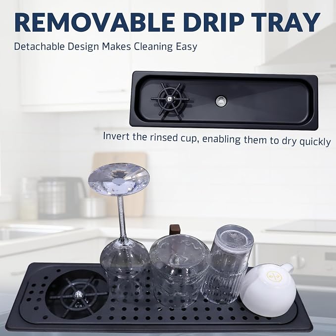 Pitcher Rinser Glass Rinser Cup Washe Stainless Steel Cup Washer with Drain Drip Tray Hose for Home Kitchen, Restaurant, Bar, Coffee Restaurant(53 * 16.2 * 4cm)