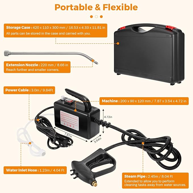 BEAMNOVA High Pressure Handheld Steam Cleaner Cleaning Car Steamer for Auto Detailing Portable Electric Steam Machine Home Use Kitchen Floors