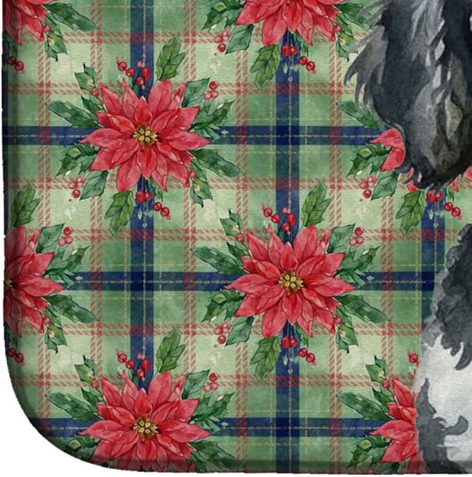 Caroline's Treasures Miniature Parti Poodle Christmas PoinsettIas Dish Drying Mat Absorbent Dish Drying Mat Pad for Kitchen Counter Dish Drainer Mat for Countertop, 14 x 21", Multicolor