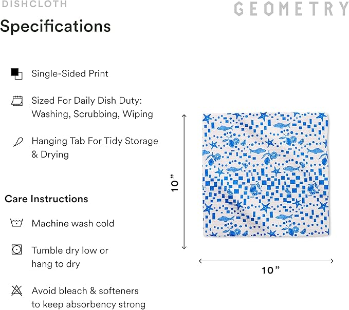 GEOMETRY Dishcloth – Spring & Summer Collection – Quick-Dry, Ultra-Absorbent, Reusable Microfiber Kitchen Towels for Drying & Cleaning - Summer Line - 6 Pack
