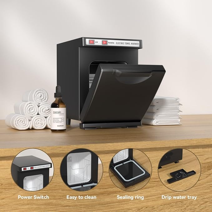 Towel Warmer 5L-Black, 2-in-1 Professional Mini Small Hot Towel Warmer for Spa, Facial Towel Cabinet for Solo Estheticians, Small Salons & Home Spa (Fits 10-15 Washcloths 6-9 Towels)