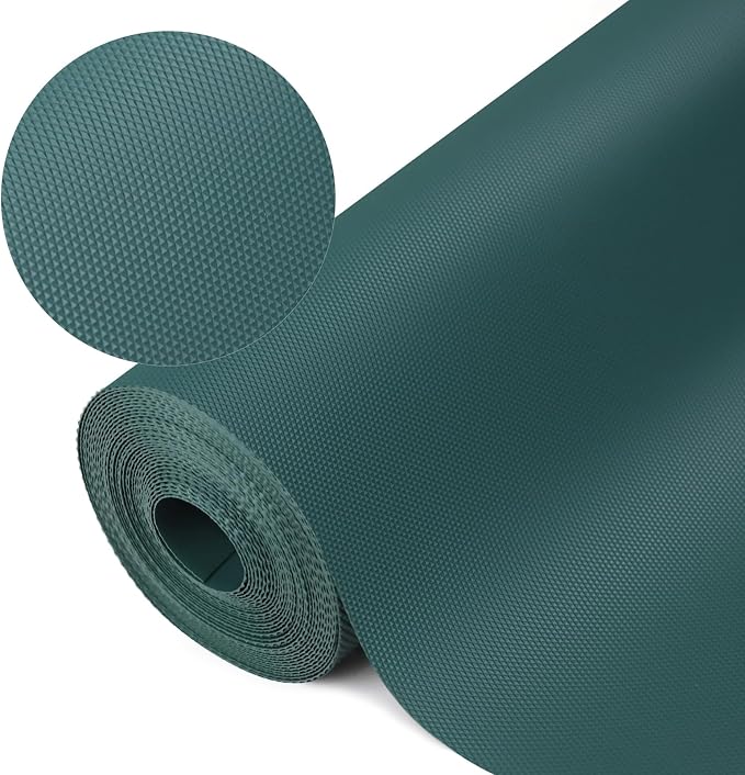 Kitchen Shelf Liner Drawer Liners, Non-Adhesive Refrigerator Liners Waterproof Fridge Mats with Strong Durable Kitchen Cabinets Mat for Drawers, Shelves, Pantry Green 11.8 x 236.2 inches