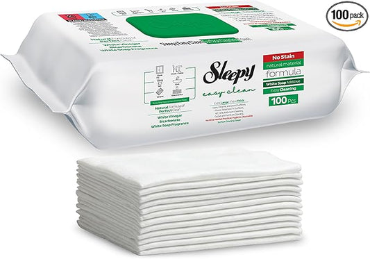Sleepy Easy Clean XL Multi Surface Cleaning Wipes (100 Count) – Natural Vinegar & Baking Soda Formula – Jumbo 8"x8" All Purpose Wet Wipes for Kitchen, Bathroom, Glass & Electronics – No Streak