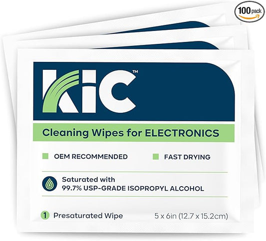 KICTeam - Electronic Cleaning Wipes (100 Wipes) - NSF Certified Tech Wipes for Electronics- Presaturated with 99.7% Isopropyl Alcohol