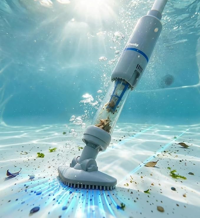 Handheld Spa Hot Tub Vacuum 2026 Upgraded, 4-IN-1 Cordless Spa Vacuum Cleaner with 3 Brush Heads and Telescopic Pole, 90 Mins of Runtime, Rechargeable Small Pool Vacuum for Inground/Above Ground Pools
