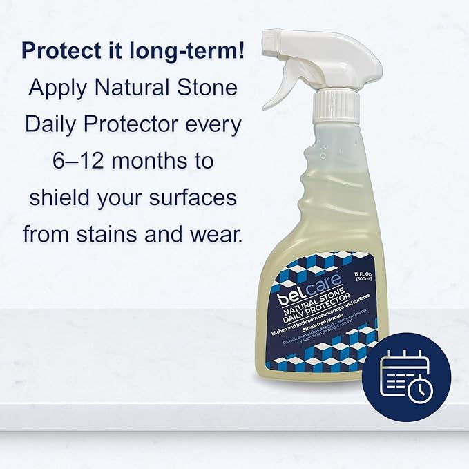 Natural Stone, Marble and Granite Sealer | Water-Based Stone Sealer Spray, pH-Neutral Surface Protector for Countertops, Vanities & More – 17 fl oz
