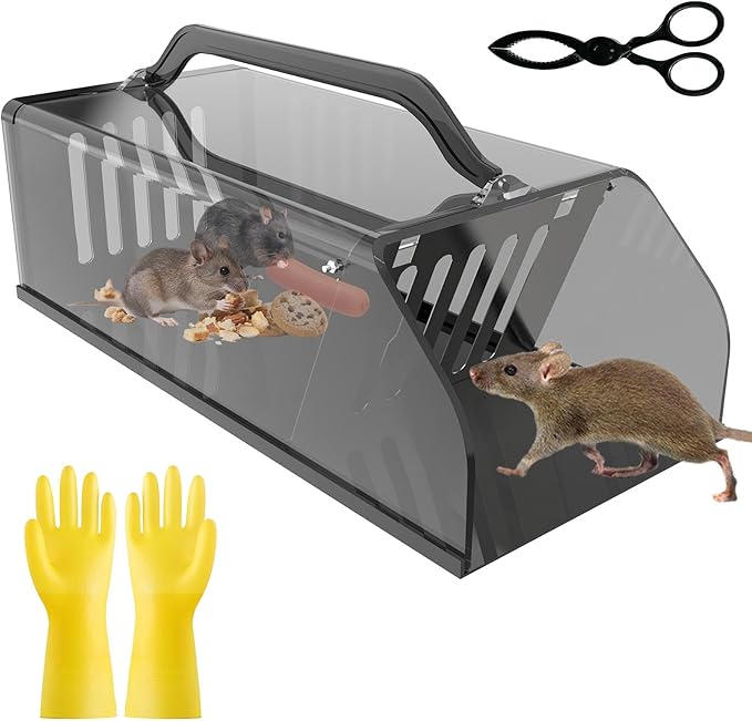 Mouse Trap Humane - Mouse Traps Work Chipmunk Rodent Trap for Indoors and Outdoors, No Kill Mouse Trap, Catch and Release Mouse Traps That Work, Easy to Clean & Reusable