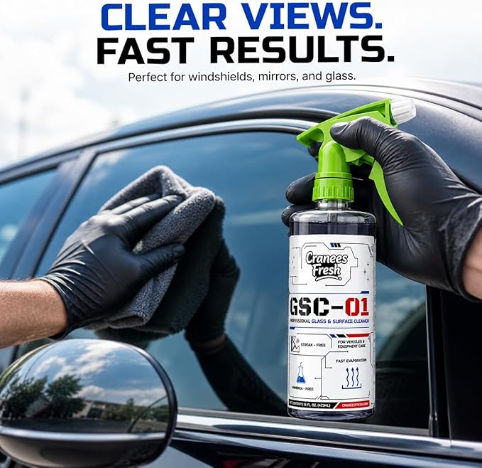 Glass & Surface Cleaner Spray, Streak-Free, Ammonia-Free, Tint Safe, Made in USA Car, Home, Shower Glass, Mirror & Multi-Surface Cleaner with Leak-Resistant Sprayer (16oz)
