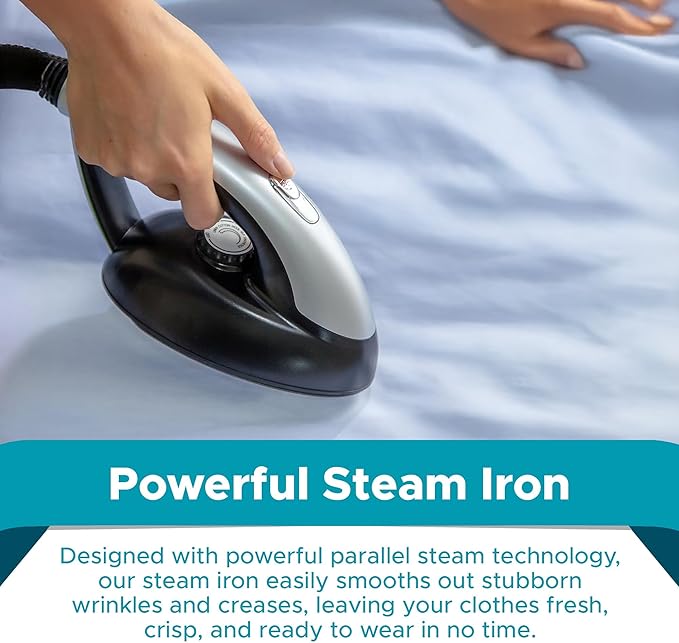 Steam & Go - All-in-One Garment Steamer and Iron, Pressurized Steamer For Clothes with Ironing Board and Clothing Hanger, Steam Iron Fabric Steamer for Wrinkles and Creases, Chemical-Free