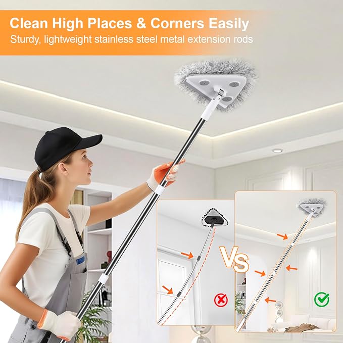 MUEE 3 in 1 Professional Window Squeegee for Home, 78" Window Cleaning Kit with Extension Pole, Tall Wall Cleaner Mop with Long Handle for Outdoor & Indoor Use
