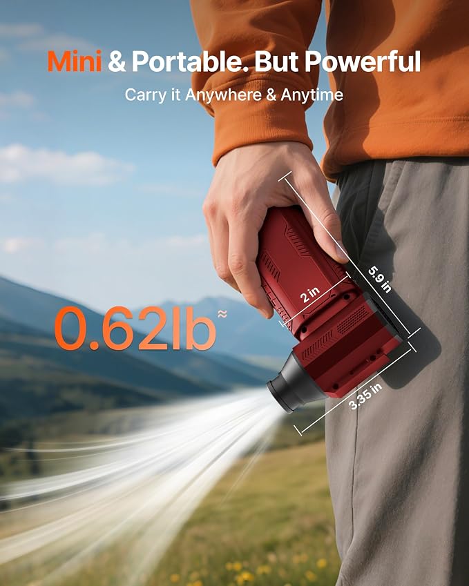 Compressed Air Duster, 130,000RPM Ultra-Powerful Cordless Electric Air Duster with 8000mAh Rechargeable Battery, 4-Gear Adjustable Air Blower for Keyboard, Computer, Car - Bright Red