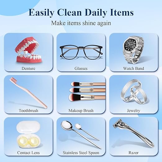 Minthouz Ultrasonic Jewelry Cleaner Machine 48KHz Ultra Sonic Cleaner for Jewelry, Eyeglass,Rings,Watch Band,Dentures, with 5 Cleaning Modes, 500ML 304 Stainless Steel Tank,Gift for Wife,Mom,Daughter