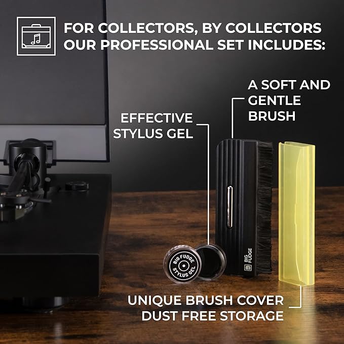 Big Fudge Vinyl Record Cleaning Machine & Vinyl Record Cleaning Care Solution - Microfiber Cloth & Rack for Record Player,Brush & Stylus Gel for Record Needles