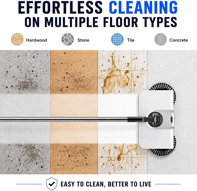 Hand Push Floor Sweeper and Dustpan Set, Magic Broom for Home Floor Cleaning, Easy-to-Use Upright Mop and Sweeping Tool