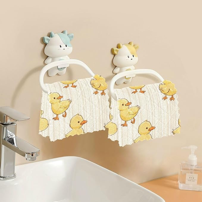 Cute Yellow Ducks Stripe Kitchen Towels Dish Cloths Set of 6 Microfiber Cleaning Cloths for Cars Super Absorbent Machine
