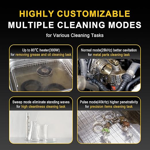 6L Ultrasonic Cleaner, One-Touch Cleaning, Heating, Dual-Frequency, Sweep Frequency, Touch Ultrasonic Cleaning Machine for Labs,Carburetor,Jewelry,Dentures,Automotive Parts