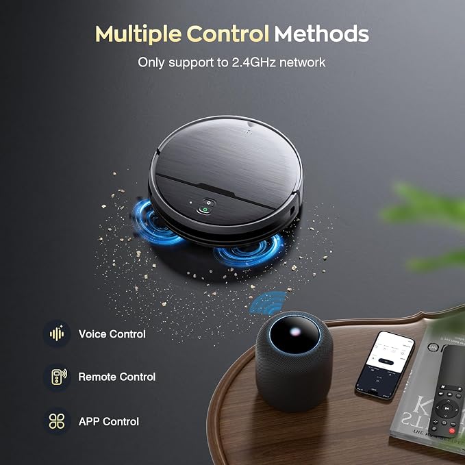 Robot Vacuum and Mop Combo, 2300Pa Strong Suction, 2-in-1 Dust Box and Water Tank, Works with Alexa/Google Assistant, Long Runtime, Schedule, Quiet, Ideal for Hard Floors, Low-Pile Carpets and Pets