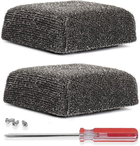 BBQ-AID 2-Pack Bristle Free Grill Brush Replacement Heads – Stainless Steel Poly Mesh Blend, No-Scratch Grill Cleaner Refills for BBQ Grill Brush and Scraper, Safe for All Grill Types