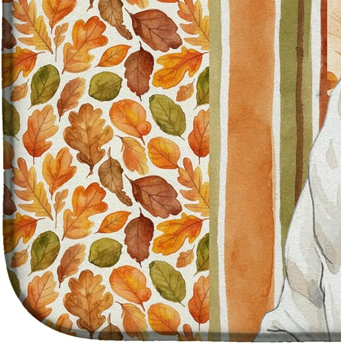 Caroline's Treasures Dogo Argentino Heirloom Fall Dish Drying Mat Absorbent Dish Drying Mat Pad for Kitchen Counter Dish Drainer Mat for Countertop, 14 x 21", Multicolor