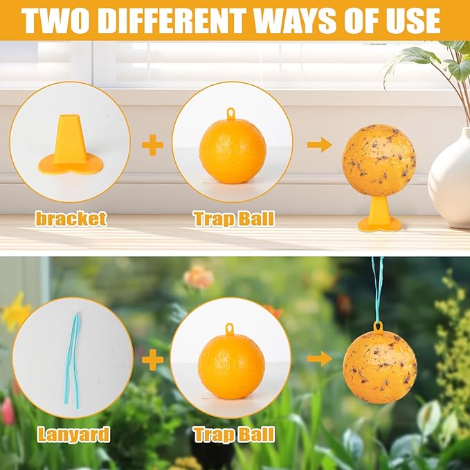 Indoor Fly Traps Ball with Base and Hanging Fly Trap Outdoor