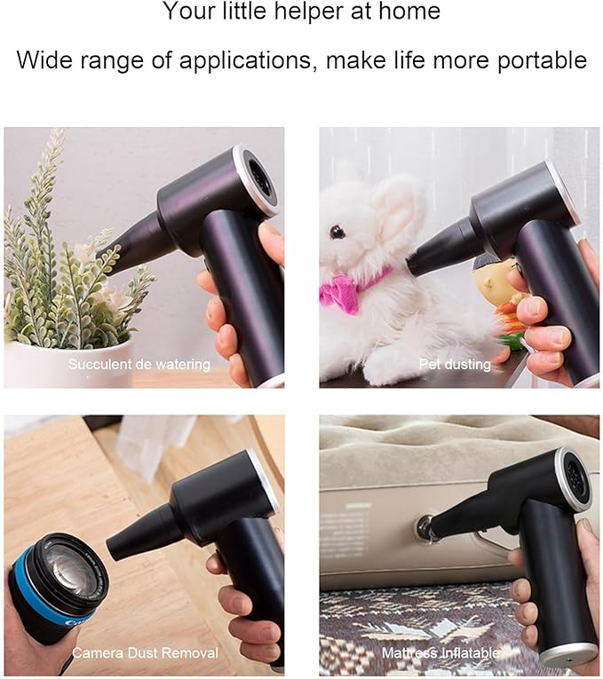 Compressed Air Duster, Electric Cordless with 3 Speeds 60W 100000RPM Aluminum Alloy for Home Car Computer